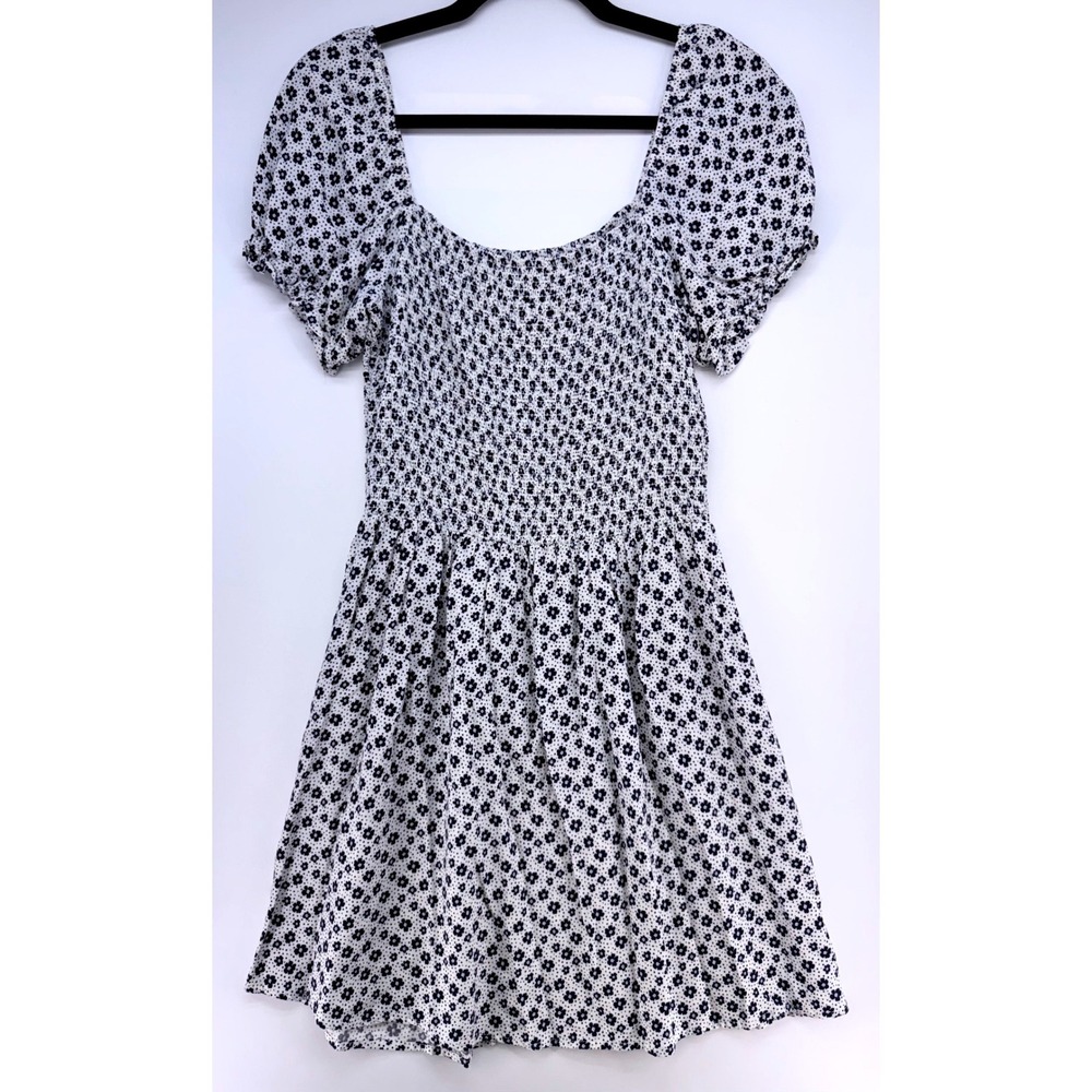 My Michelle Smocked Puff Sleeve Floral Rayon Dress Sz M Cottagecore Coquette